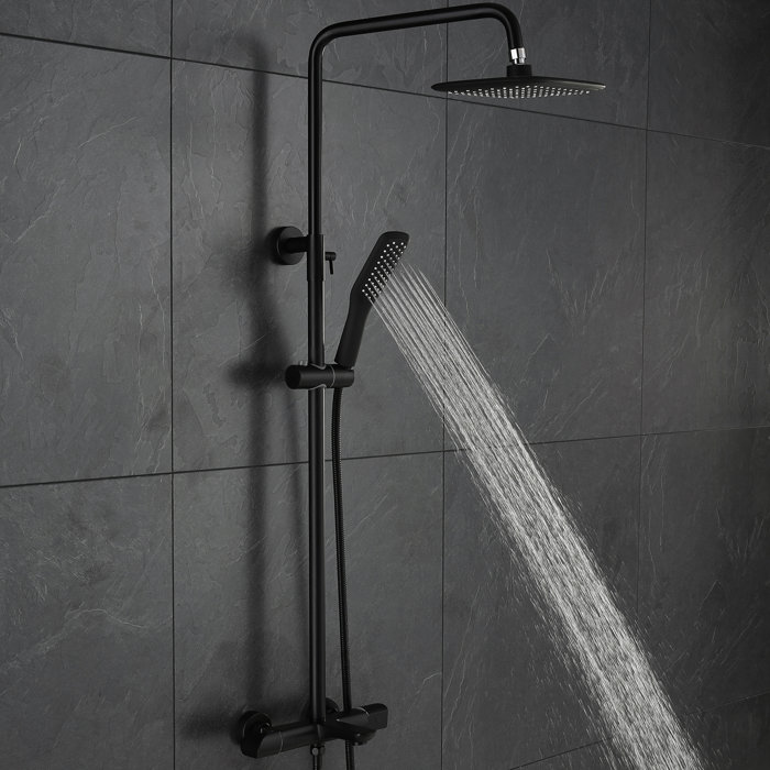 MODLAND Matte Black Thermostatic Luxury Complete Shower System with